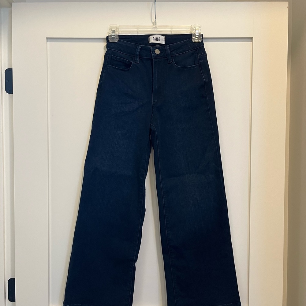 PAIGE Women's Navy Flare Jeans